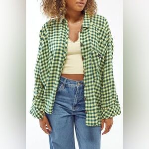 BDG Yellow and Green Plaid Shirt